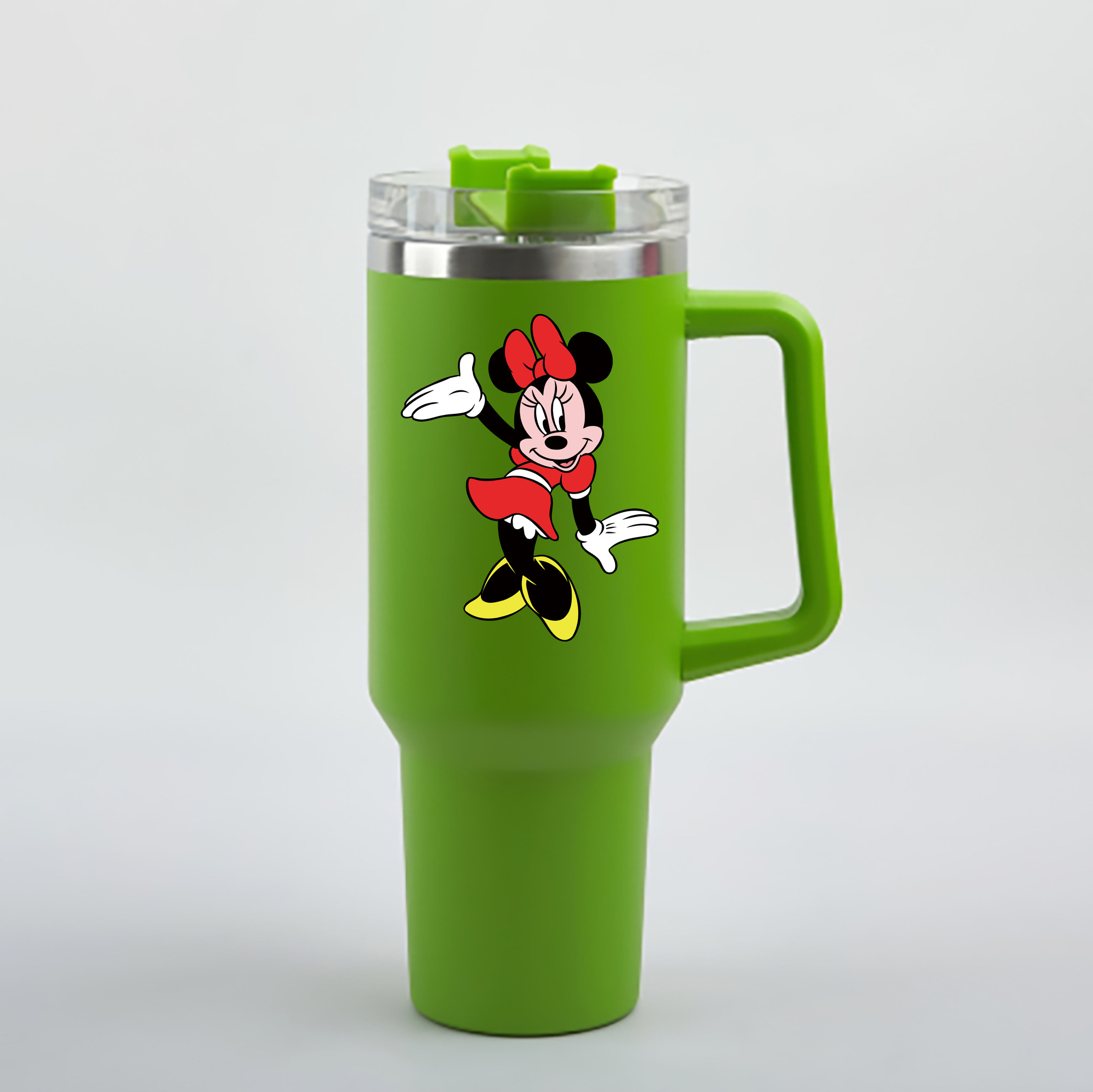 （画像用） ミッキーマウス Mickey Mouse 1200mL車用タンブラー - クリスタルステッカー（プラスチックストロー付き）